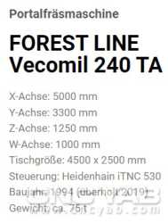 فرز CNC دروازه ای 5محور وکومیل مدل FOREST_LINE VECOMIL 240TA